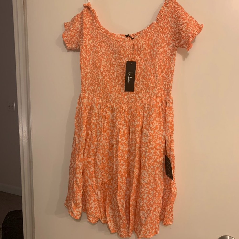 Lulu's OTS Orange Floral Mini Dress